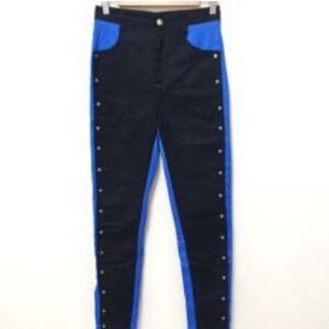 Kenzo Black and blue riveted stretchy jeans 38/size S see measurements